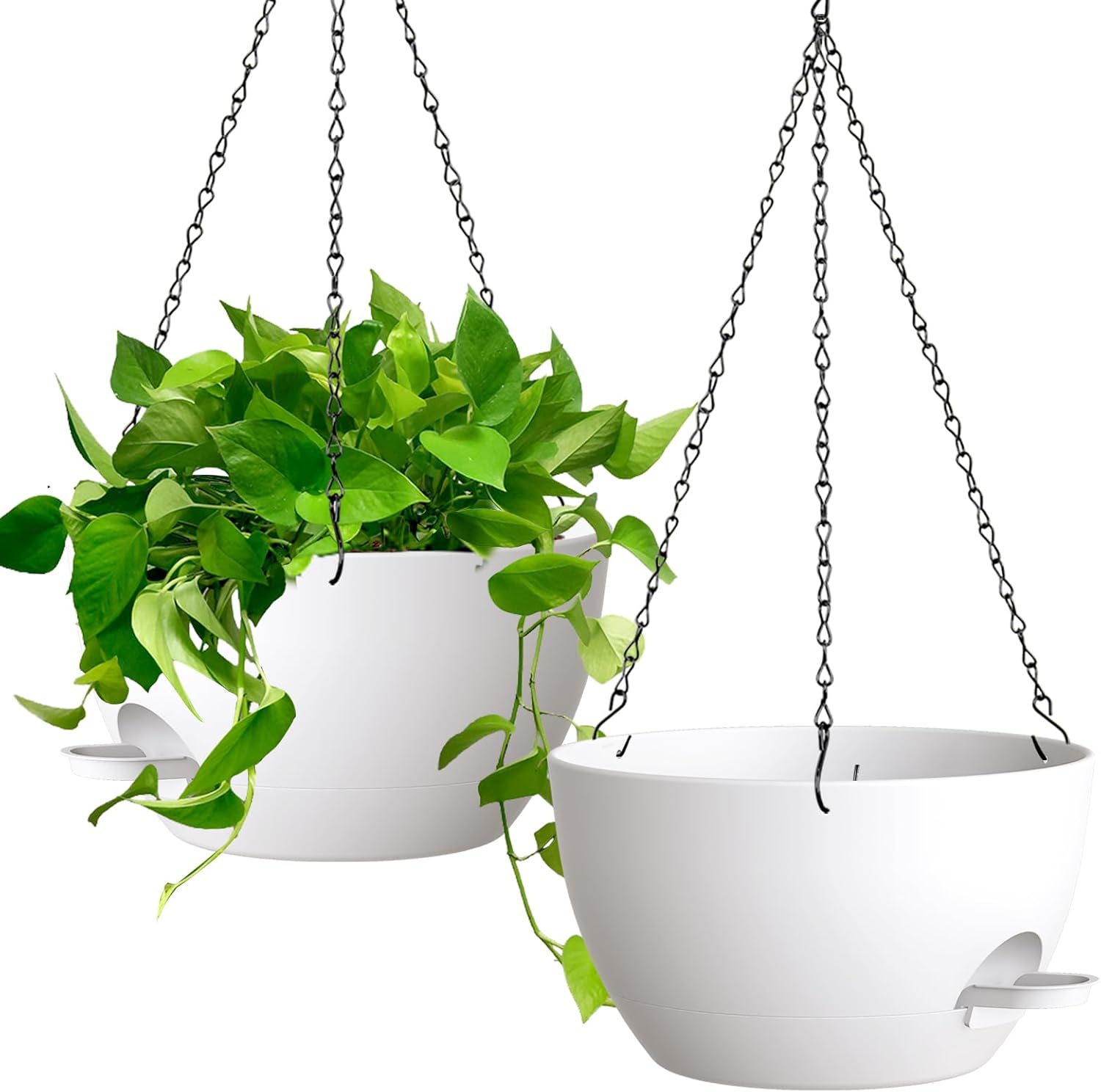 JOYYIE 13 Inch 2 Pack Large Self Watering Hanging Planters for Indoor Outdoor Plants, Hanging Plant Pots with Removable 50 Oz Reservoir, Plastic Hanging Basket for Window Porch Garden Balcony, Black$29.99mySiteJoyshop