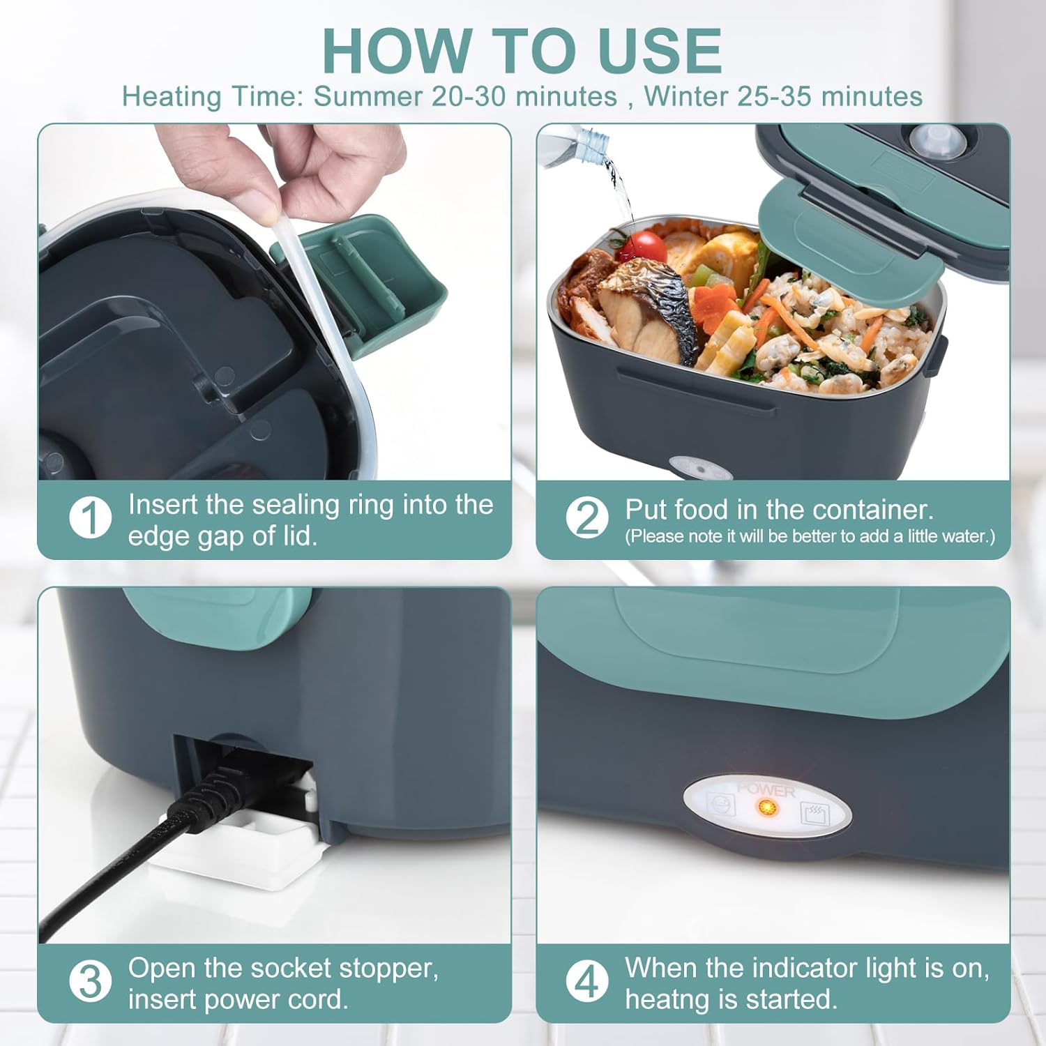 Electric Lunch Box Food Warmer: 100W Heated Lunch Box for Adults, 1.8L Portable Fast Heating Lunchbox Food Heater for Car, Truck, Work, Travel, Lonchera Elctrica Porttil 12/24V/110-230V$35.61Joyshop