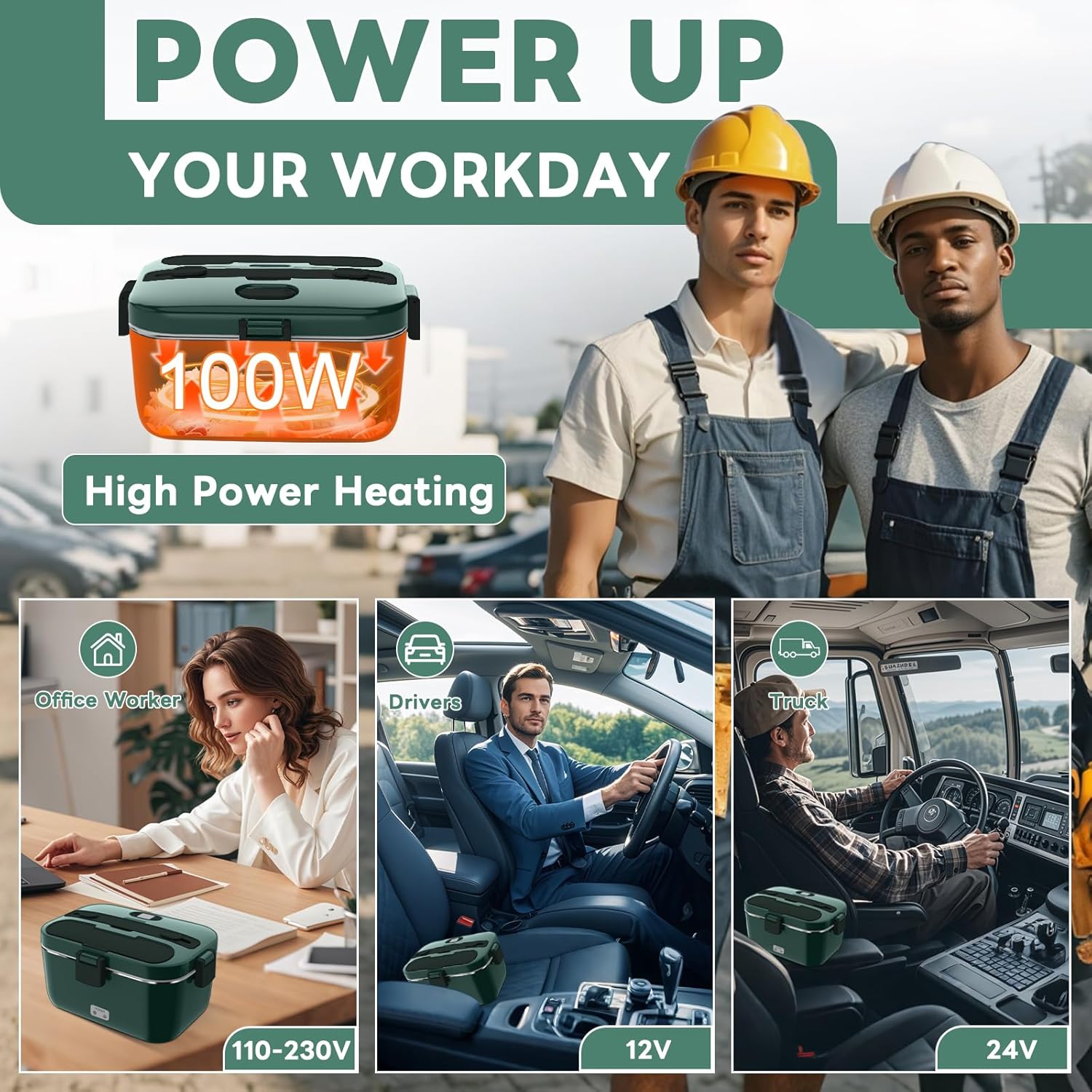 Electric Lunch Box Food Warmer: 100W Heated Lunch Box for Adults, 1.8L Portable Fast Heating Lunchbox Food Heater for Car, Truck, Work, Travel, Lonchera Elctrica Porttil 12/24V/110-230V$35.61Joyshop