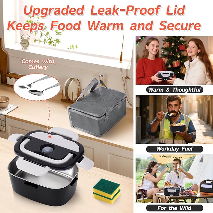 Electric Lunch Box Food Warmer: 100W Heated Lunch Box for Adults, 1.8L Portable Fast Heating Lunchbox Food Heater for Car, Truck, Work, Travel, Lonchera Elctrica Porttil 12/24V/110-230V$35.61Joyshop