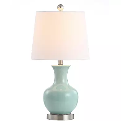 JOYYIE Table Lamp | Genie-Style Blue Ceramic Lamp | Nickel Base | Modern Design | 22