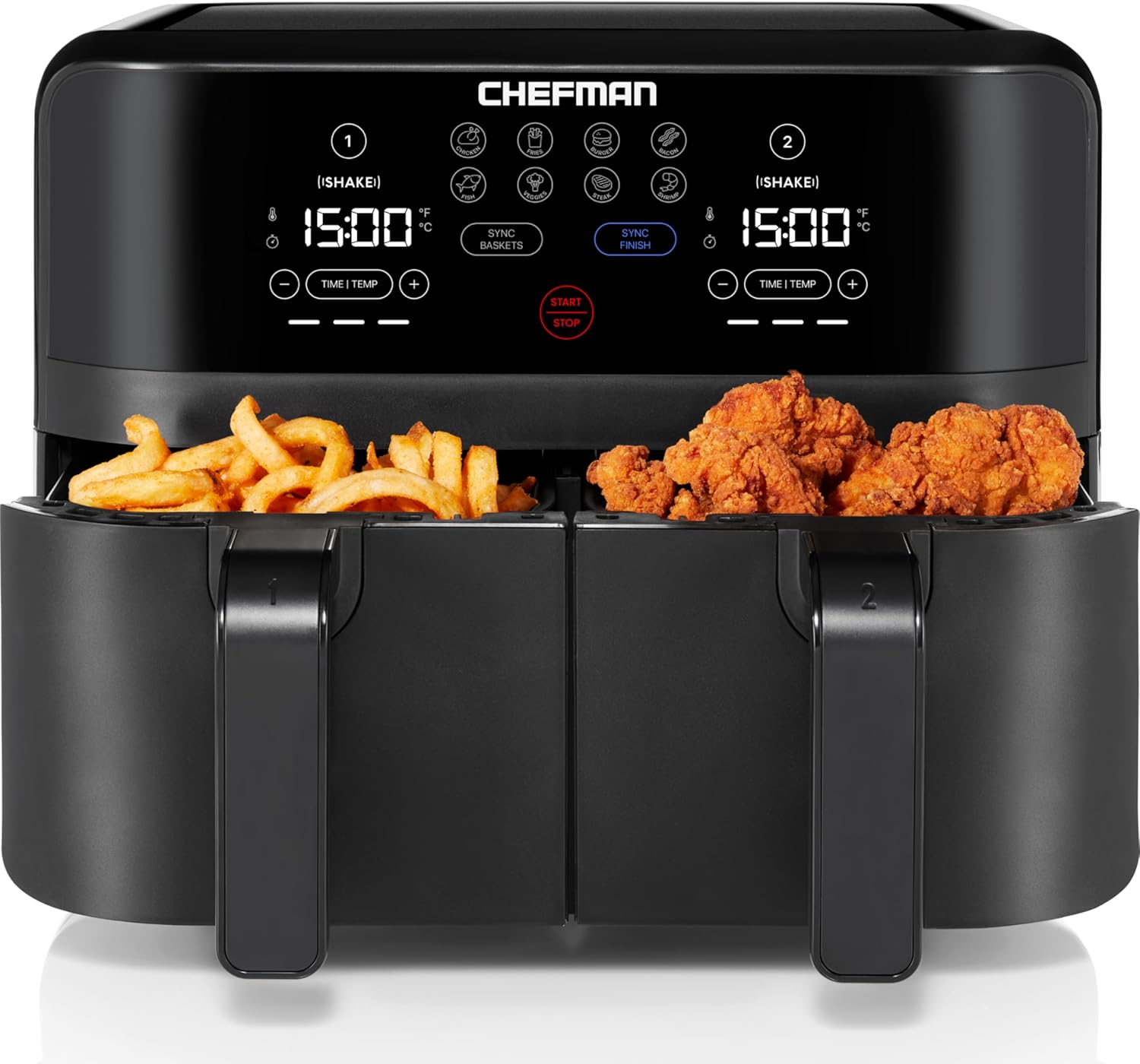 Cook 2 Meals at Once – 6QT Dual Air Fryer with Sync & Hi-Fry$79.99Joyshop