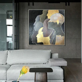 Luxury Handmade Oil Painting – Golden Abstract Portrait Canvas Art, Modern Rolled & Frameless$213.21Joyshop