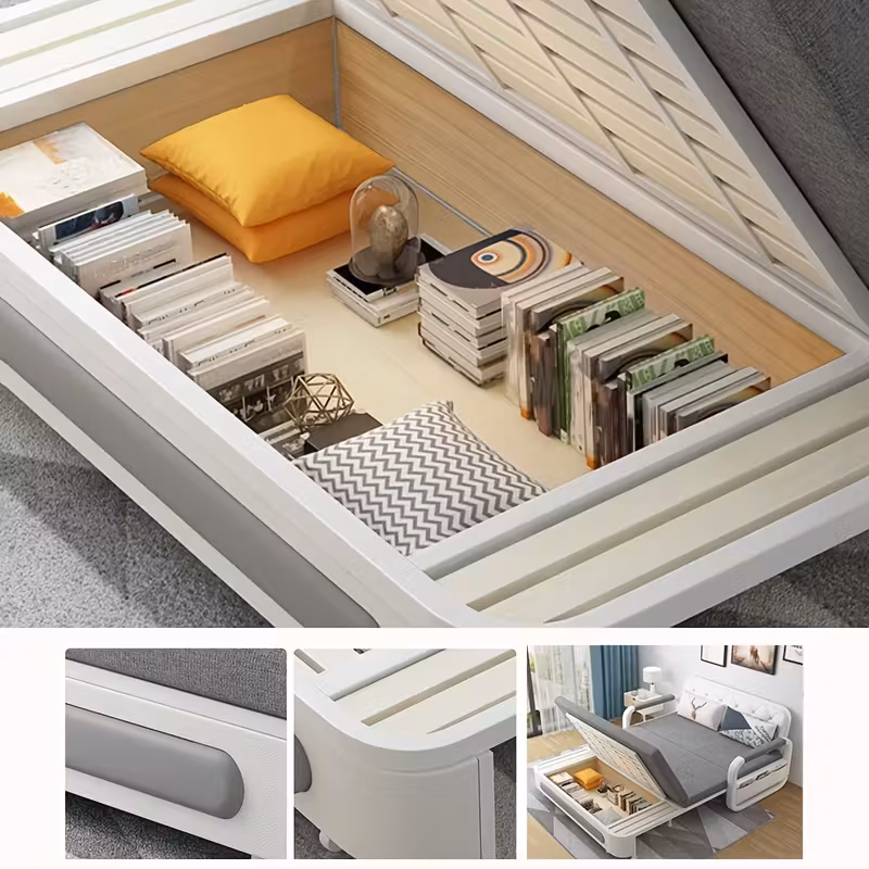 Modern Retractable Sofa Bed - 2-in-1 Pull-Out Sectional with Storage Recliner, Grey Linen Fabric, Hardwood Frame, Space-Saving Design for Small Apartments & Guest Rooms, Sectional Sofa Bed, Compact Guest Room, Sleek Minimalist Style, Durable$122.97Joyshop