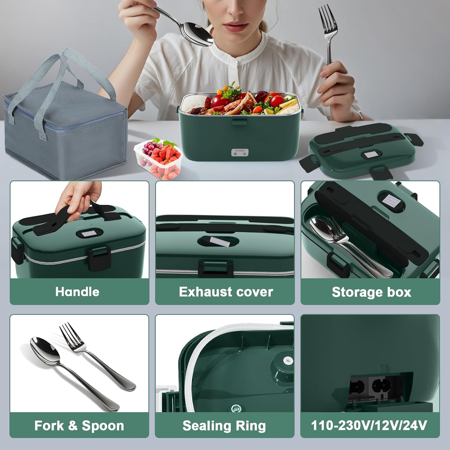 Electric Lunch Box Food Warmer: 100W Heated Lunch Box for Adults, 1.8L Portable Fast Heating Lunchbox Food Heater for Car, Truck, Work, Travel, Lonchera Elctrica Porttil 12/24V/110-230V$35.61Joyshop