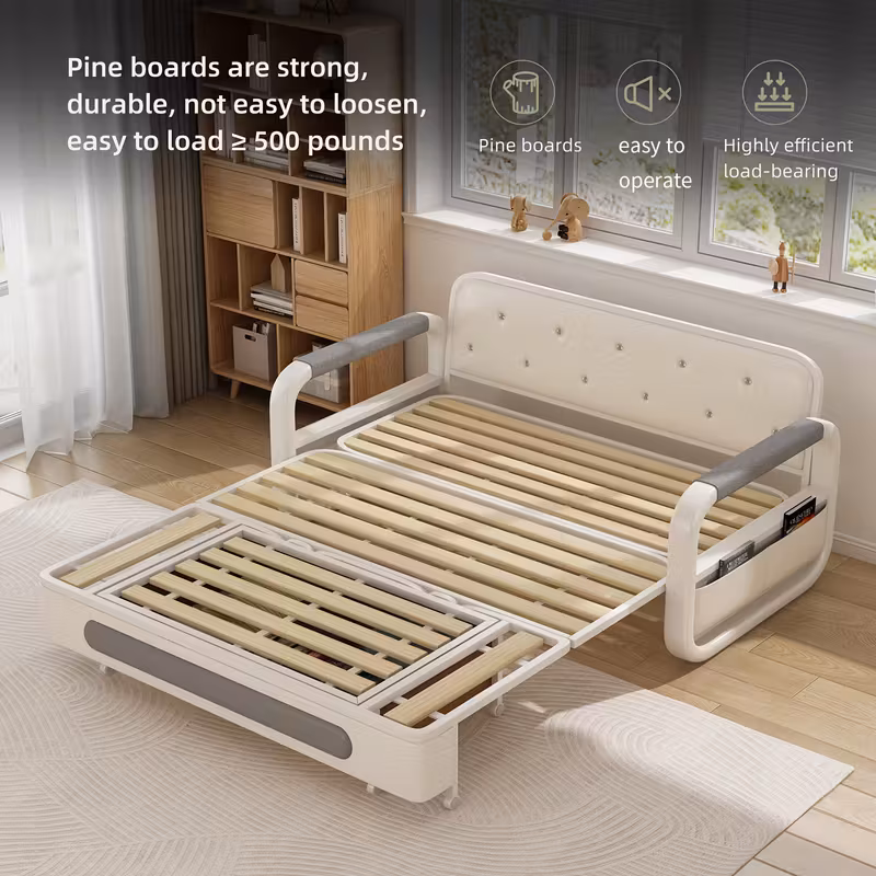 Modern Retractable Sofa Bed - 2-in-1 Pull-Out Sectional with Storage Recliner, Grey Linen Fabric, Hardwood Frame, Space-Saving Design for Small Apartments & Guest Rooms, Sectional Sofa Bed, Compact Guest Room, Sleek Minimalist Style, Durable$122.97Joyshop