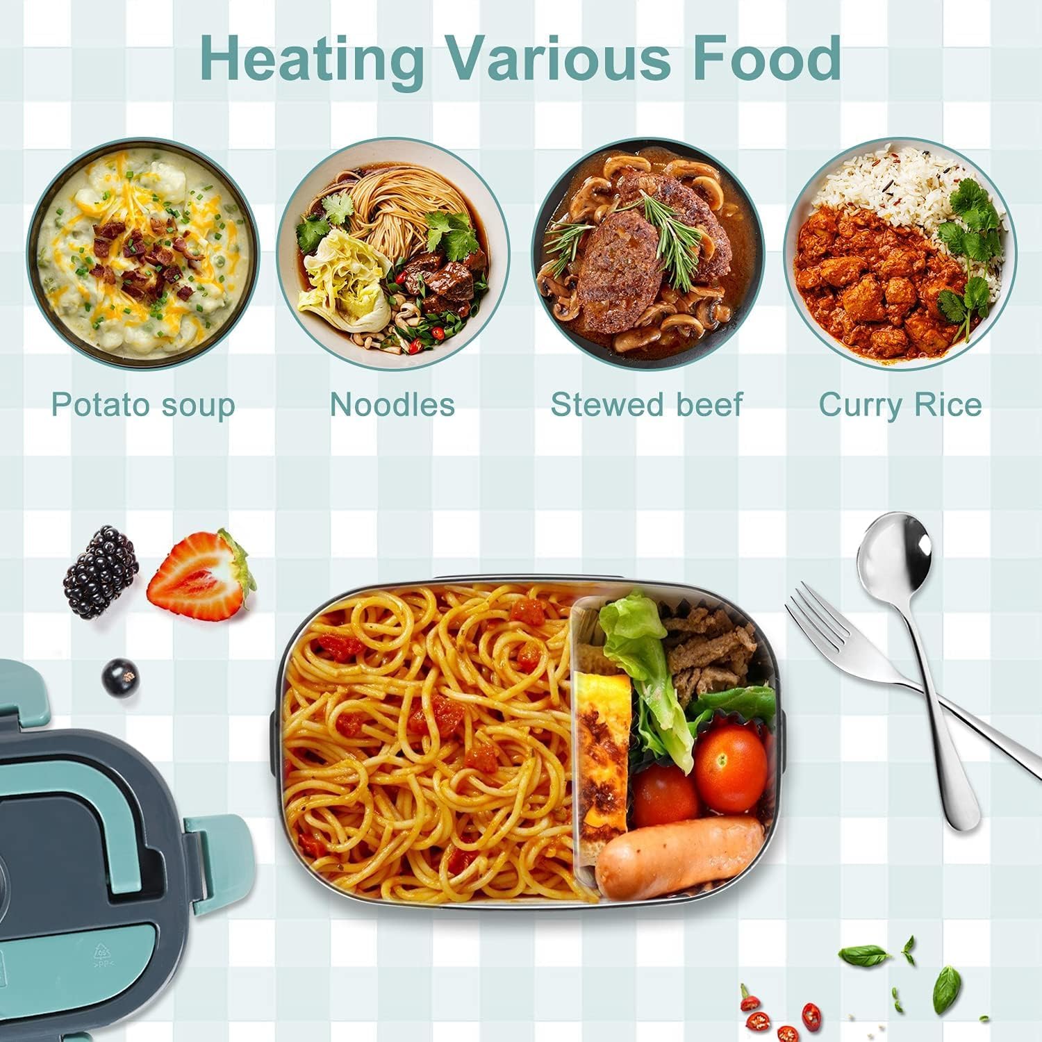 Electric Lunch Box Food Warmer: 100W Heated Lunch Box for Adults, 1.8L Portable Fast Heating Lunchbox Food Heater for Car, Truck, Work, Travel, Lonchera Elctrica Porttil 12/24V/110-230V$35.61Joyshop